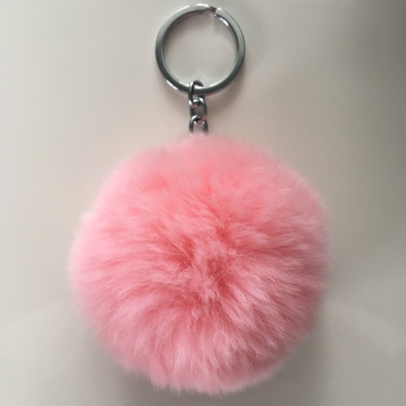Brandy Melville Accessories - Brandy Melville Pink Faux Fur Pom Pom Keychain